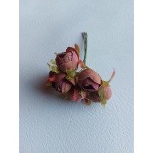 Цветы из ткани 2 см в пучках (6 шт) цв. коричневая пенка, цена за пучок